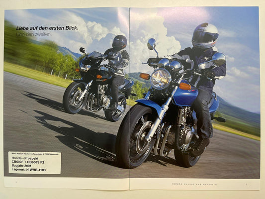 Prospekt Honda CB600F + CB600S Hornet Bj. 2001 + Aufkleber neu