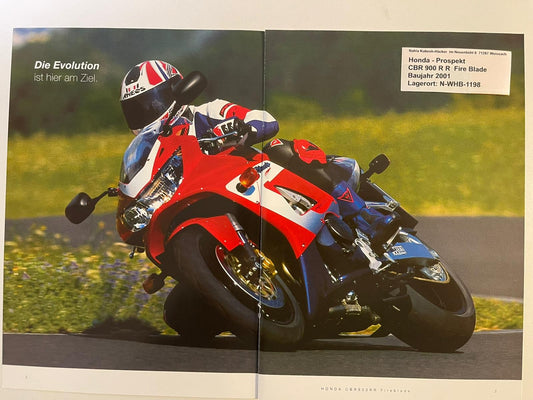 Prospekt Honda CBR900RR Fie Blade Bj. 2001 + Aufkleber