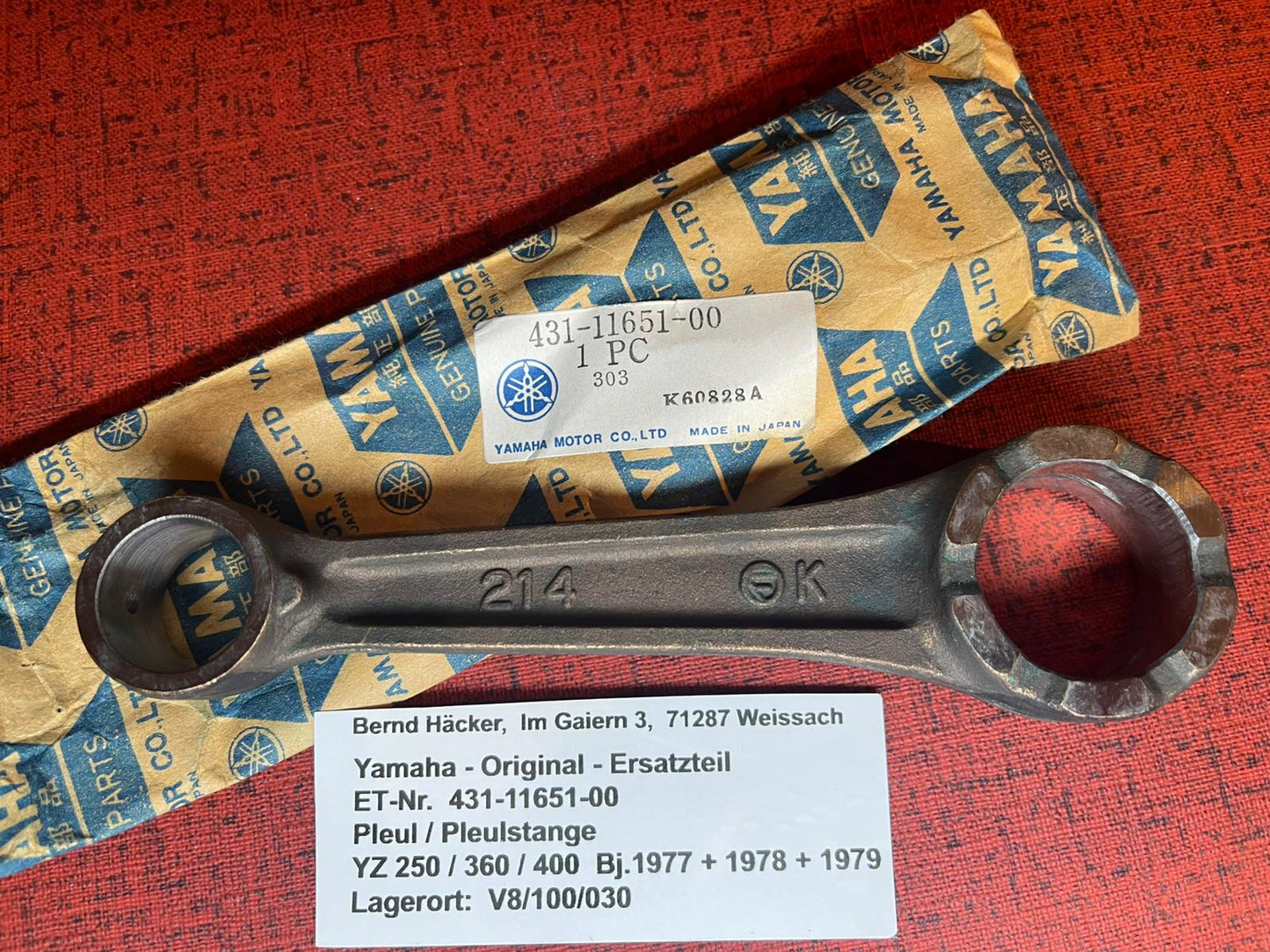 Pleul YZ400 YZ360 YZ250 MX360  Yamaha 431-11651-00 neu
