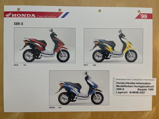 SZX50 SZX 50 X8R - X Baujahr 1999 - Honda Original Farbchart Prospekt