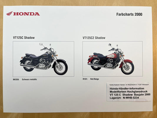 VT125C VT125 C + C2 Baujahr 2000 - Honda Original Farbchart Prospekt