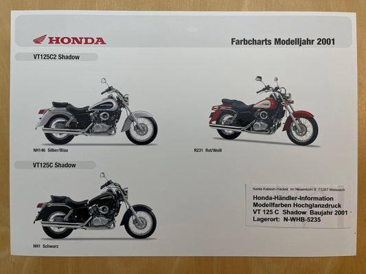 VT125C VT125 C + C2 Baujahr 2001 - Honda Original Farbchart Prospekt
