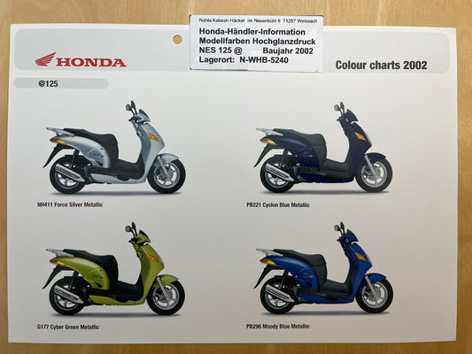 NES125@ NES 125 @ Baujahr 2002 - Honda Original Farbchart Prospekt