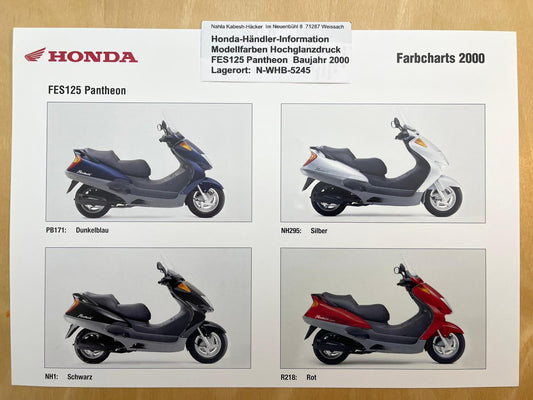 FES125 FES 125 Pantheon Baujahr 2000 - Honda Original Farbchart Prospekt