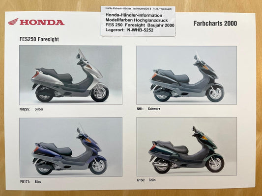 FES250 FES 250 Foresight Baujahr 2000 - Honda Original Farbchart Prospekt