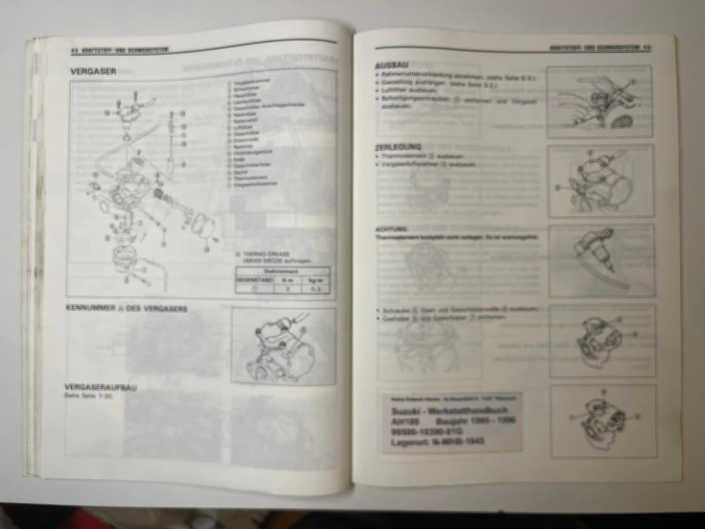 Werkstatthandbuch Suzuki AH100 AH 100 Bj. 1995 - 1996