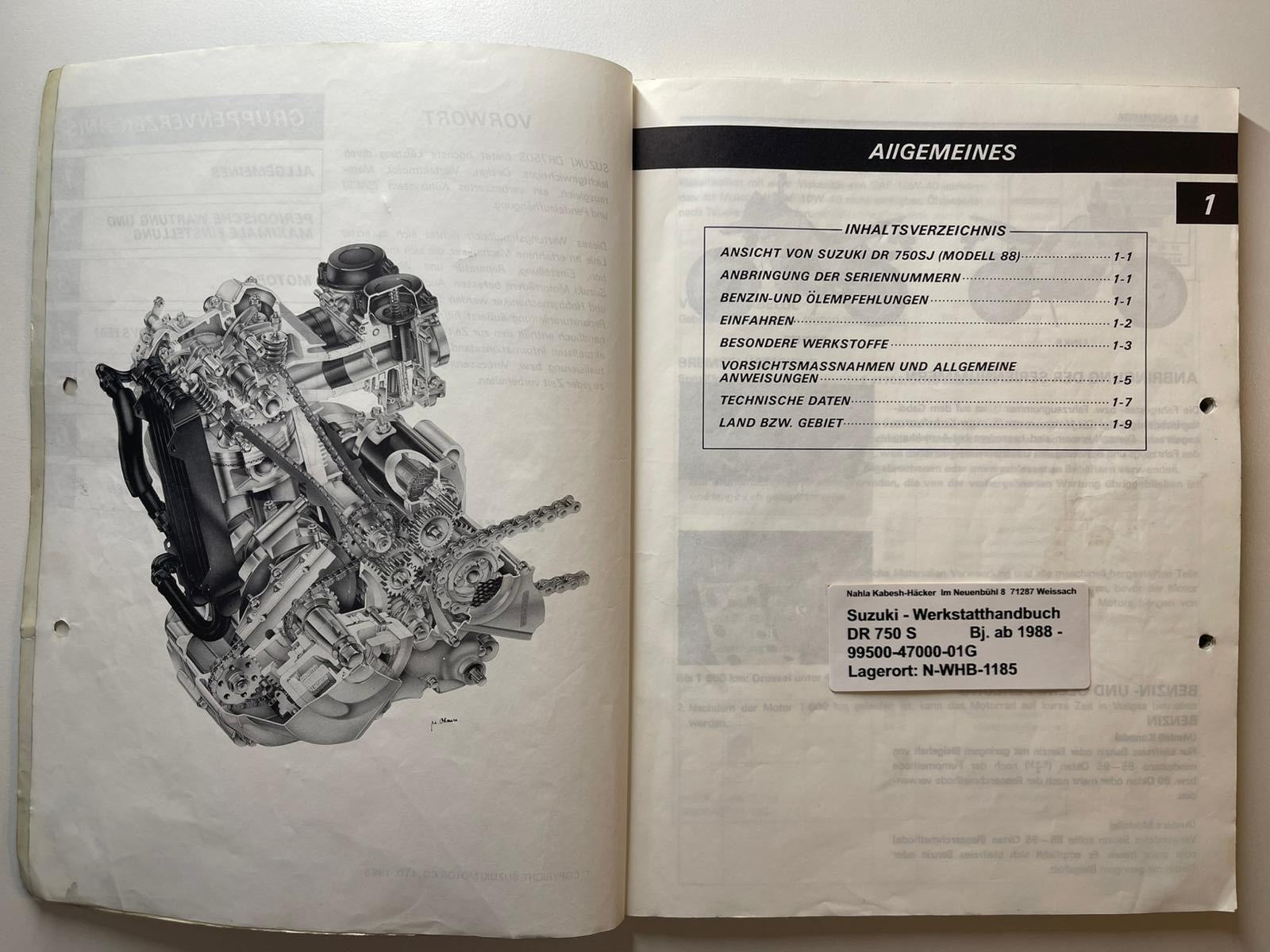 Werkstatthandbuch Suzuki DR750S DR 750 S Bj. ab 1988 -