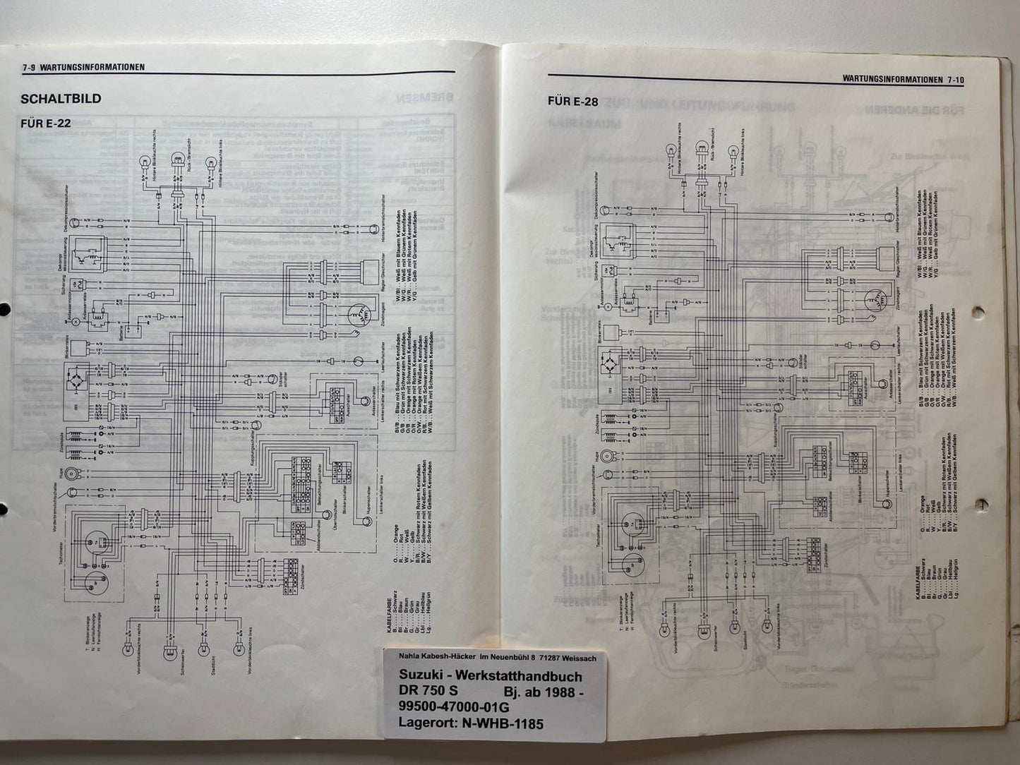 Werkstatthandbuch Suzuki DR750S DR 750 S Bj. ab 1988 -