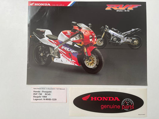 Prospekt Honda RVF750 RC45 Bj. 1996 + Aufkleber selten