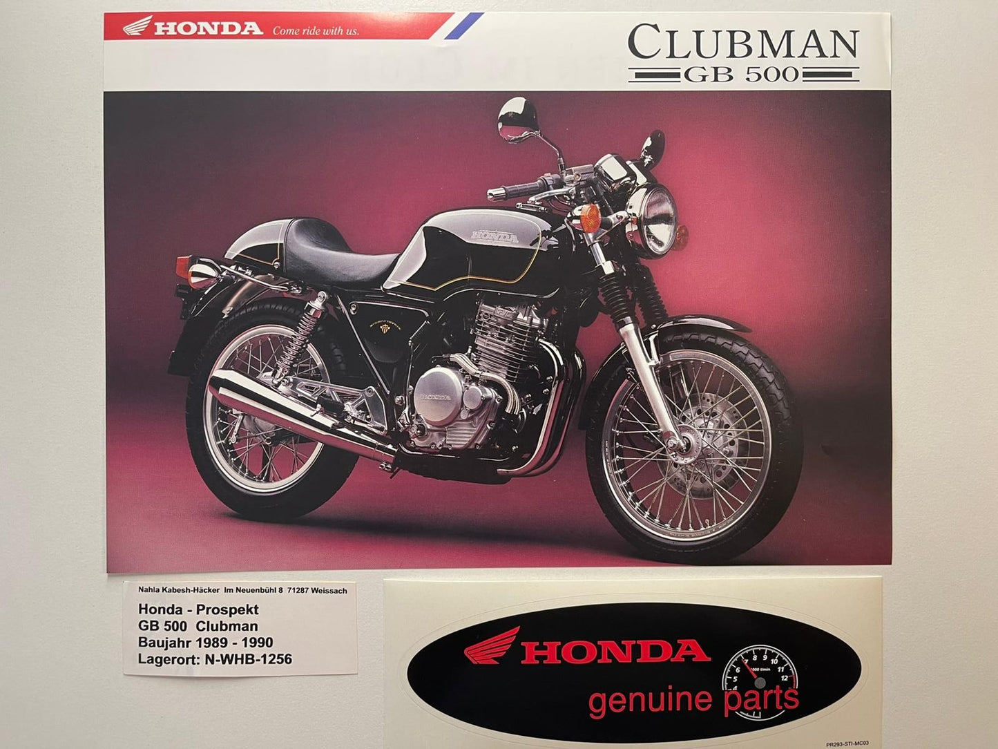 Prospekt Honda GB500 GB 500 Clubman Baujahr 1989 - 1990 + Aufkleber