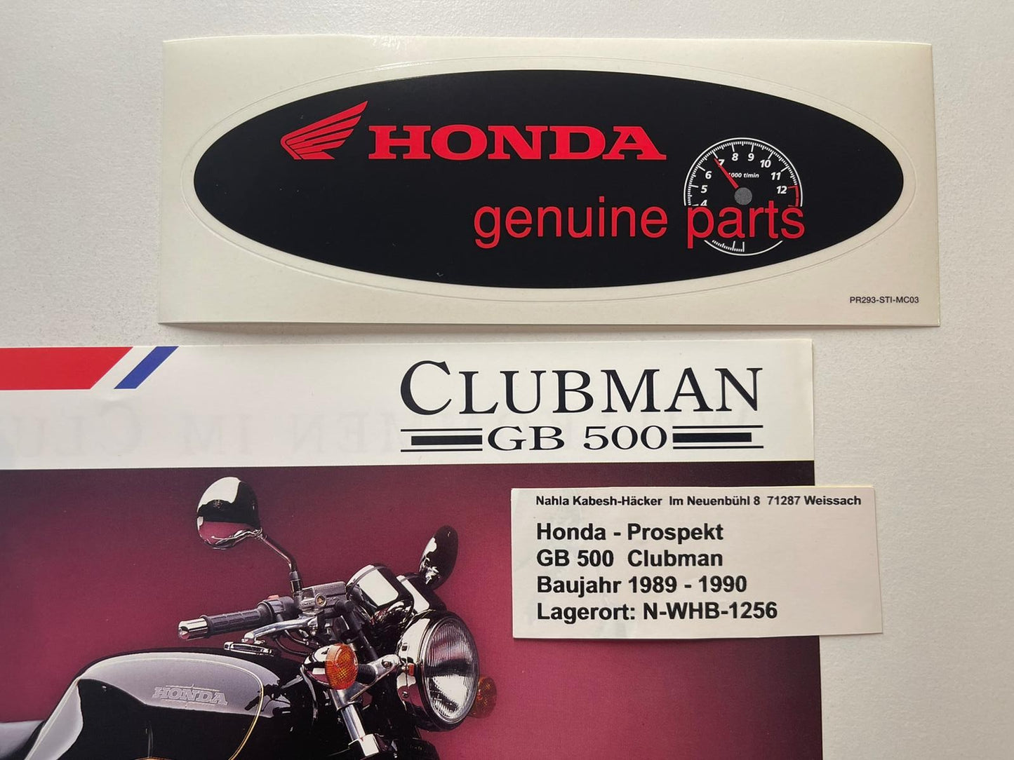 Prospekt Honda GB500 GB 500 Clubman Baujahr 1989 - 1990 + Aufkleber