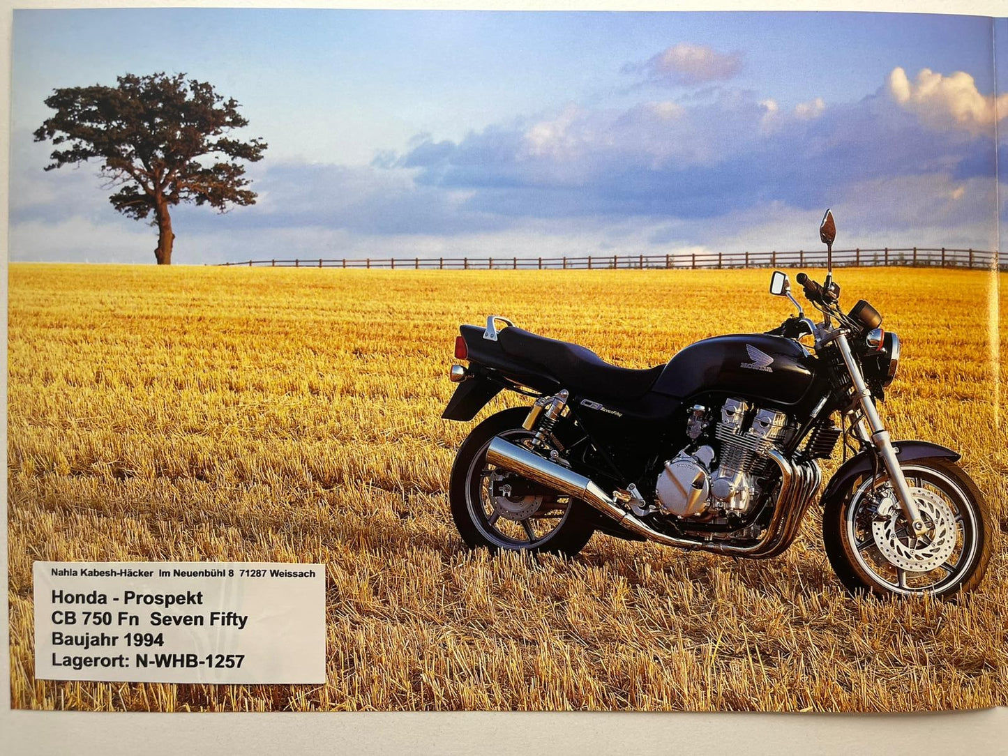 Prospekt Honda CB750F2 CB 750 F2 Seven Fifty Baujahr 1994 + Aufkleber