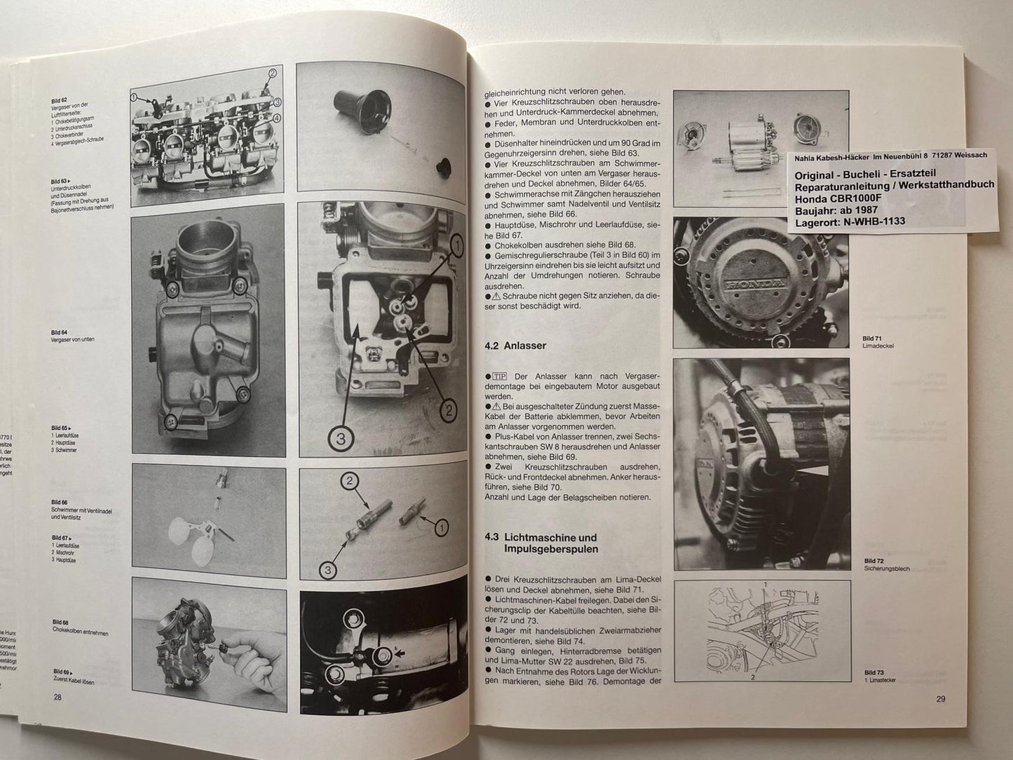 WORKSHOP MANUAL _ GERMAN _ original _ SUZUKI_ GSX 750 _ year of manufacture 1998