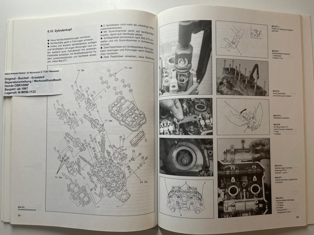 WERKSTATTHANDBUCH CBR1000F CBR 1000 F Baujahr 1987 - 1999 Reparaturanleitung