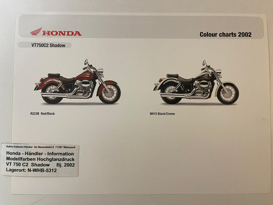VT750C2 VT 750 C2 Shadow Bj. 2002 - Honda Original Farbchart Prospekt