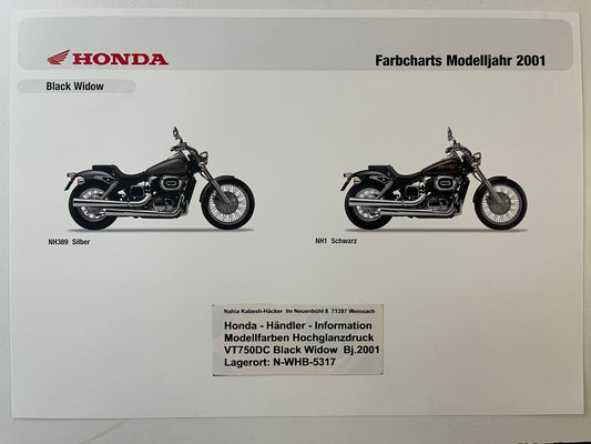 VT750DC VT 750 DC Black Widow Bj. 2001 - Honda Original Farbchart Prospekt