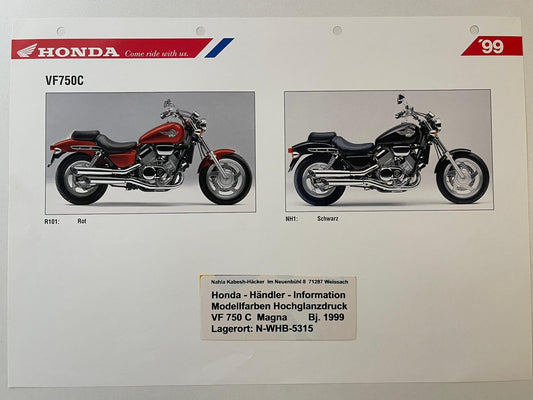 VF750C VF 750 C Magna Bj. 1999 - Honda Original Farbchart Prospekt