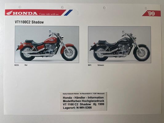 VT1100C2 VT 1100 C2 Shadow Bj. 1999 - Honda Original Farbchart Prospekt