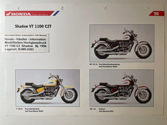 VT1100C2 VT 1100 C2 Shadow Bj. 1996 - Honda Original Farbchart Prospekt