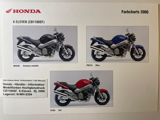 CB1100SF CB 1100 SF X-Eleven X-11 Bj. 2000 - Honda Original Farbchart Prospekt