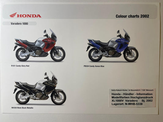 XL1000V XL 1000 V Varadero Bj. 2002 - Honda Original Farbchart Prospektr