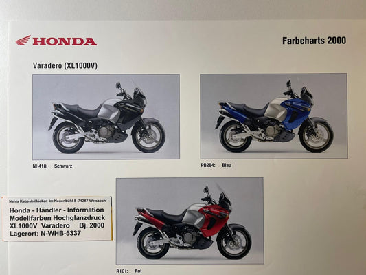 XL1000V XL 1000 V Varadero Bj. 2000 - Honda Original Farbchart Prospekt