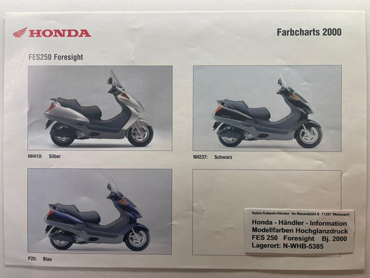 FES250 FES 250 Foresight Baujahr - Honda Original Farbchart Prospekt