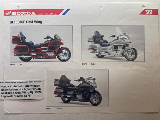 GL1500SE GL 1500 SE Gold Wing Bj. 1999 - Honda Original Farbchart Prospekt