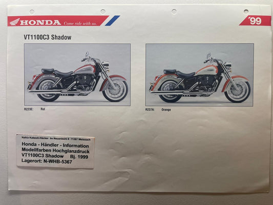 VT1100C3 VT 1100 C3 Shadow Bj. 1999 - Honda Original Farbchart Prospekt
