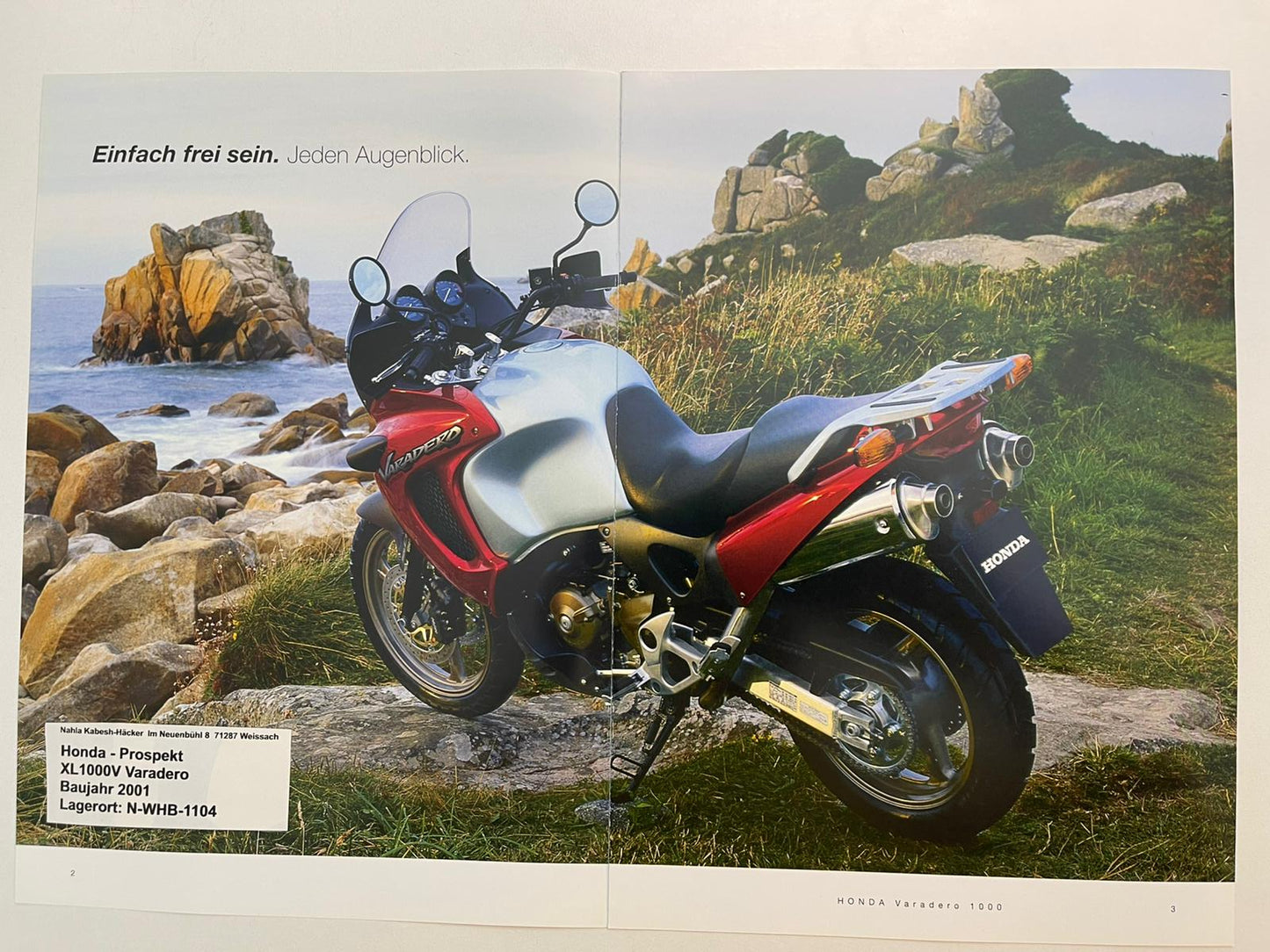 Prospekt Honda XL1000V Varadero Bj. 2001 + Aufkleber neu