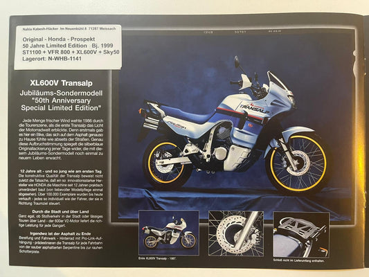 Sammel Prospekt Honda XL600V Transalp Limited Edition Bj. 1999+ + Aufkleber