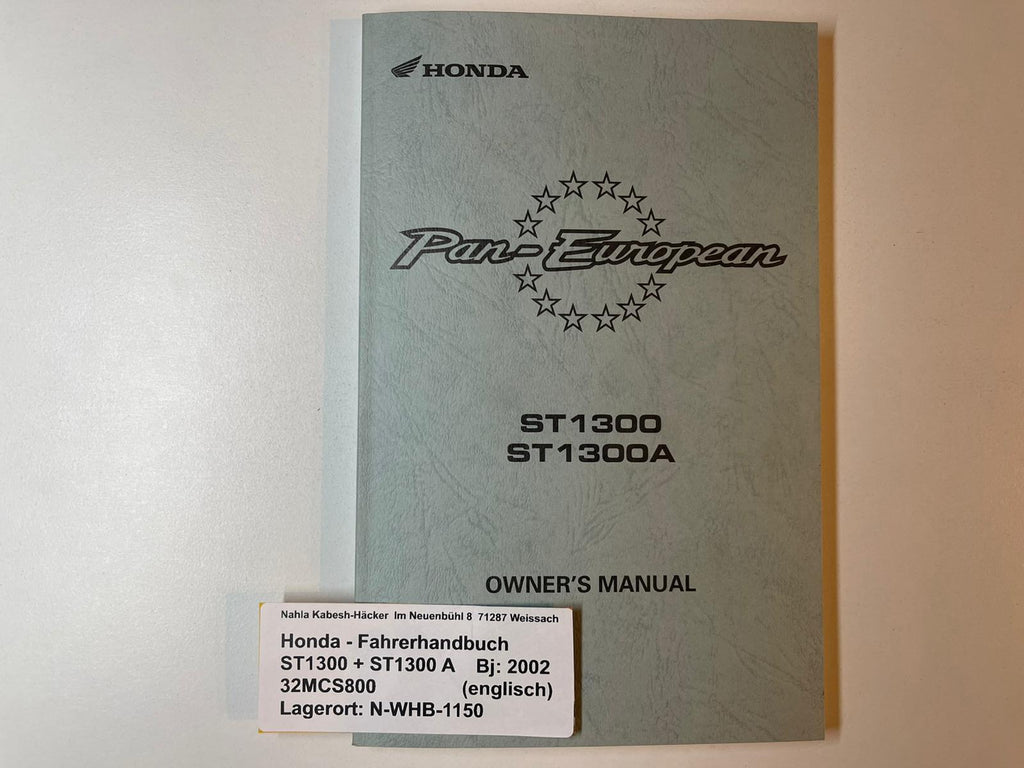 Fahrerhandbuch Honda ST1300 A Bj. 2002 Betriebanleitung 32MCS800