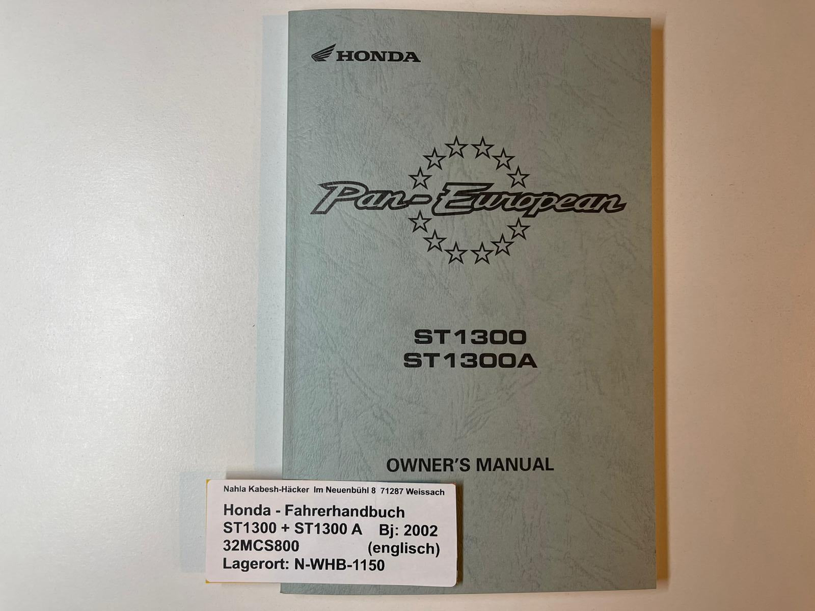 Fahrerhandbuch Honda ST1300 A Bj. 2002 Betriebanleitung 32MCS800