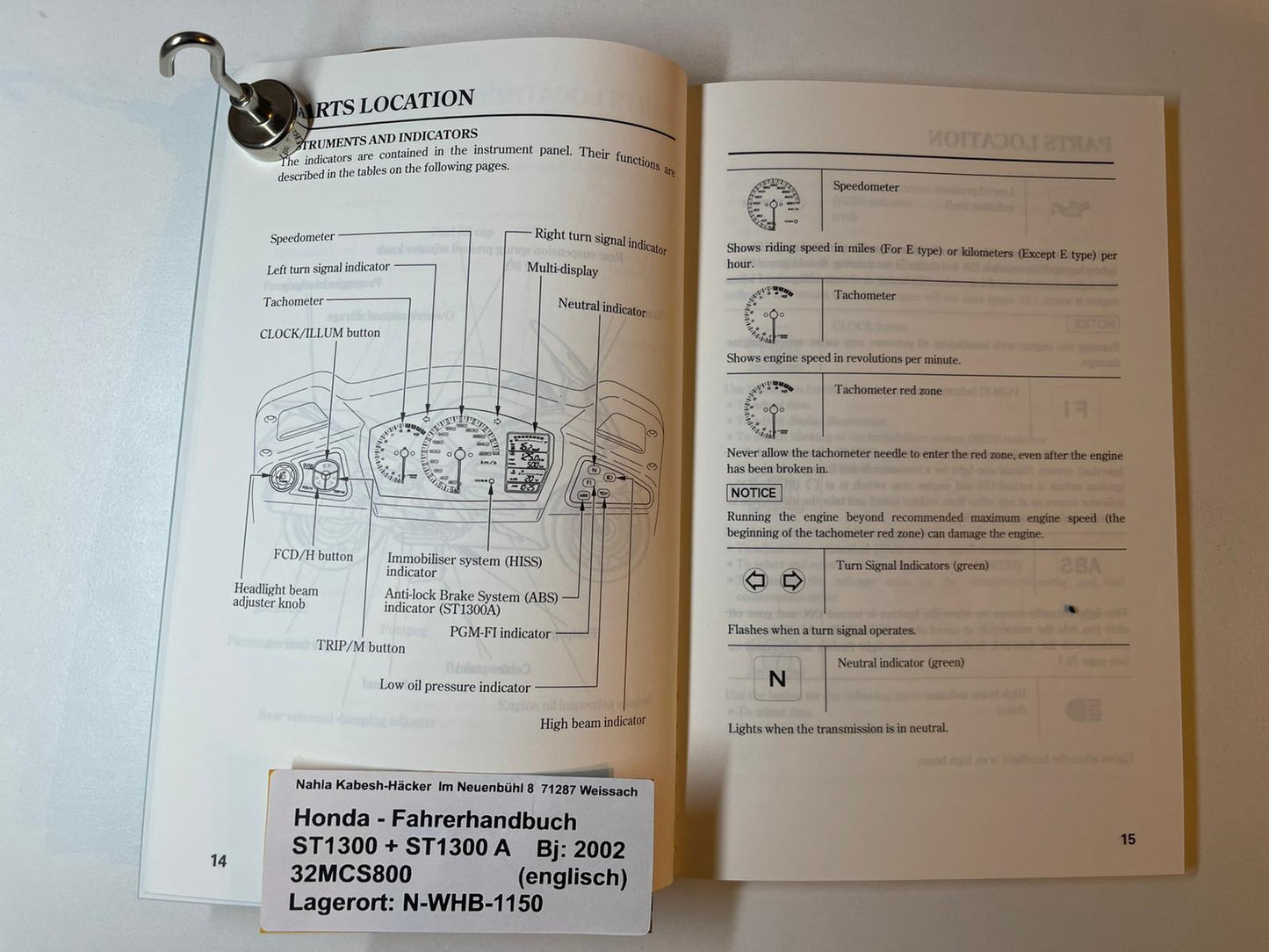 Fahrerhandbuch Honda ST1300 A Bj. 2002 Betriebanleitung 32MCS800