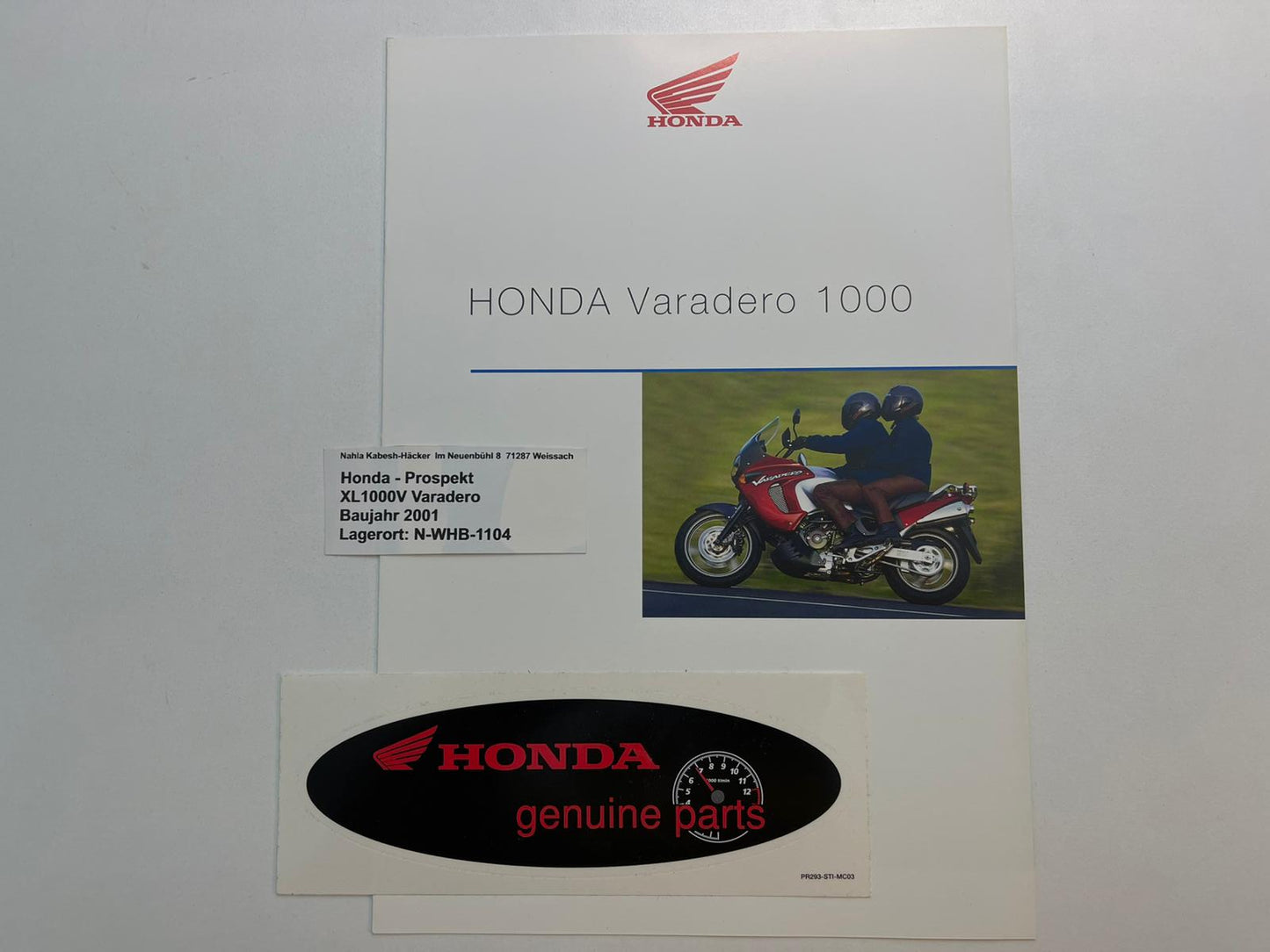 Prospekt Honda XL1000V Varadero Bj. 2001 + Aufkleber neu