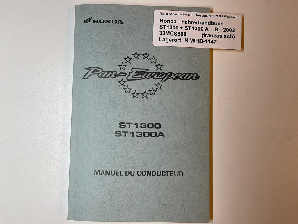 Fahrerhandbuch Honda ST1300 A Bj. 2002 Betriebanleitung 33MCS800