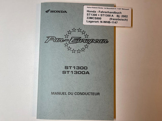 Fahrerhandbuch Honda ST1300 A Bj. 2002 Betriebanleitung 33MCS800