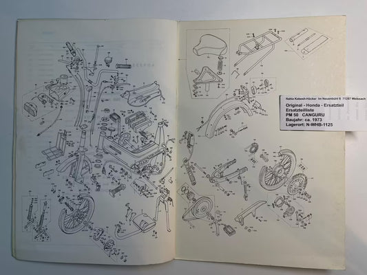 Ersatzteilkatalog PM50 PM 50 Canguro Mofa Baujahr 1973 Honda Ersatzteilliste