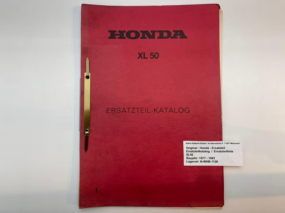 Ersatzteilkatalog XL50 XL 50 Baujahr 1977 - 1983 Honda Ersatzteilliste