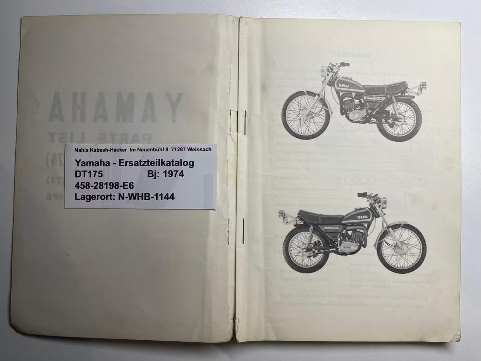 Ersatzteilkatalog DT175 DT 175 Typ CT1 Baujahr 1974 Yamaha Ersatzteilliste