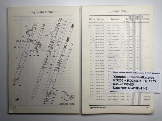 Ersatzteilkatalog RD200 RD 200 DX Typ 397 Baujahr 1975 Yamaha Ersatzteilliste