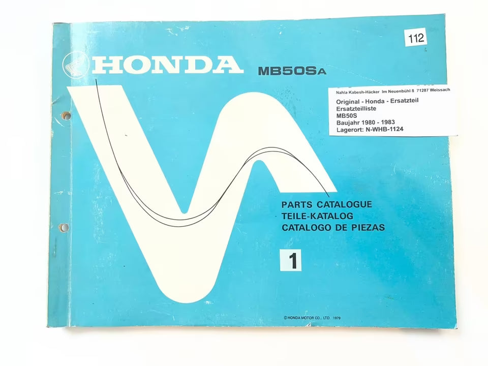 Ersatzteilkatalog MB50S MB 50 S Baujahr 1980 - 1983 Honda Ersatzteilliste