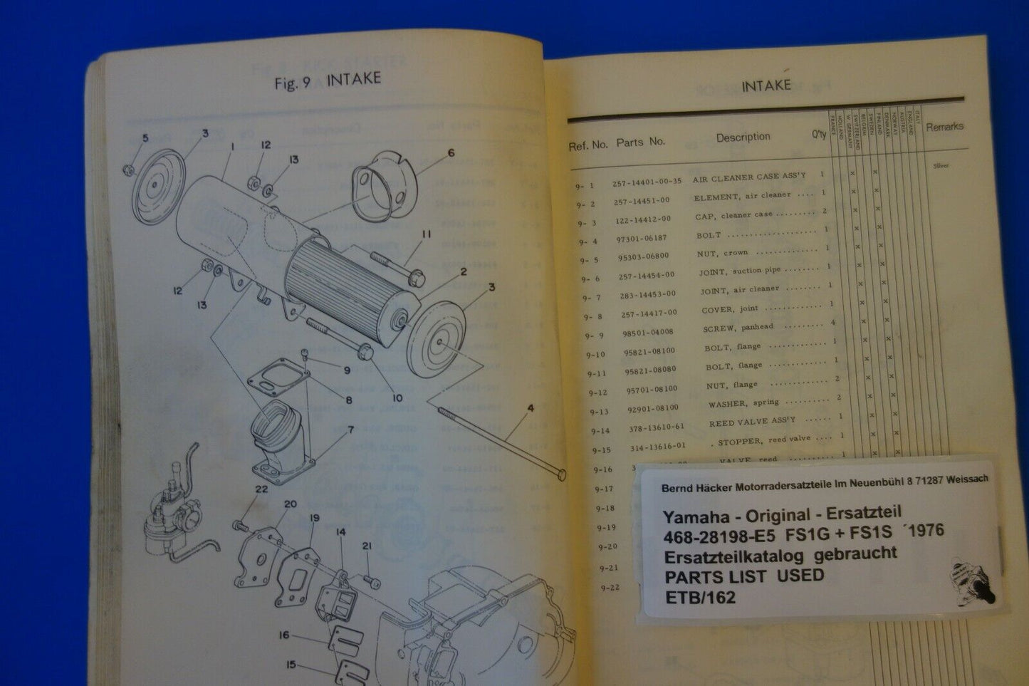 Ersatzteilkatalog _ Teileliste _ PARTSLIST _ Yamaha _FS1G + FS1S _ Bj. 1976