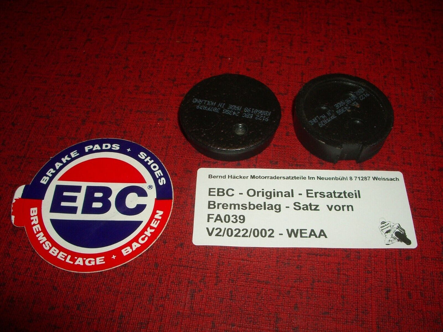 Bremsbelag _ Bremsbeläge _ Satz _ vorn _ KH 125 _ A1 - A4 _1977 - 1981_EBC FA039