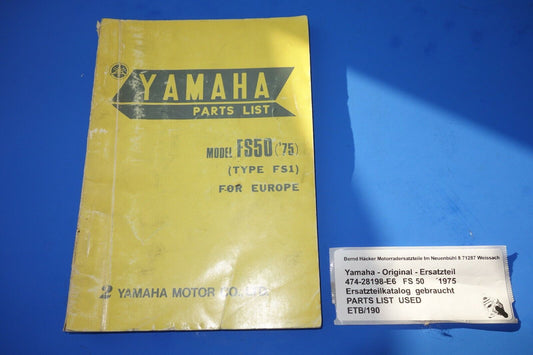 Spare parts catalogue _ Parts list _ PARTSLIST _ Yamaha _ FS 50 _ Type FS1 _ 1975