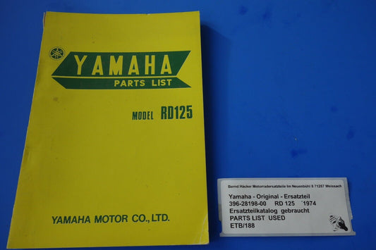 Spare parts catalogue _ Parts list _ PARTSLIST _ Yamaha _ RD 125 _ Year of manufacture 1974