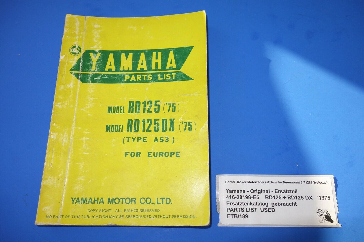 Spare parts catalogue _ Parts list _ PARTSLIST _ Yamaha _ RD 125 _ RD 125 DX _ 1975