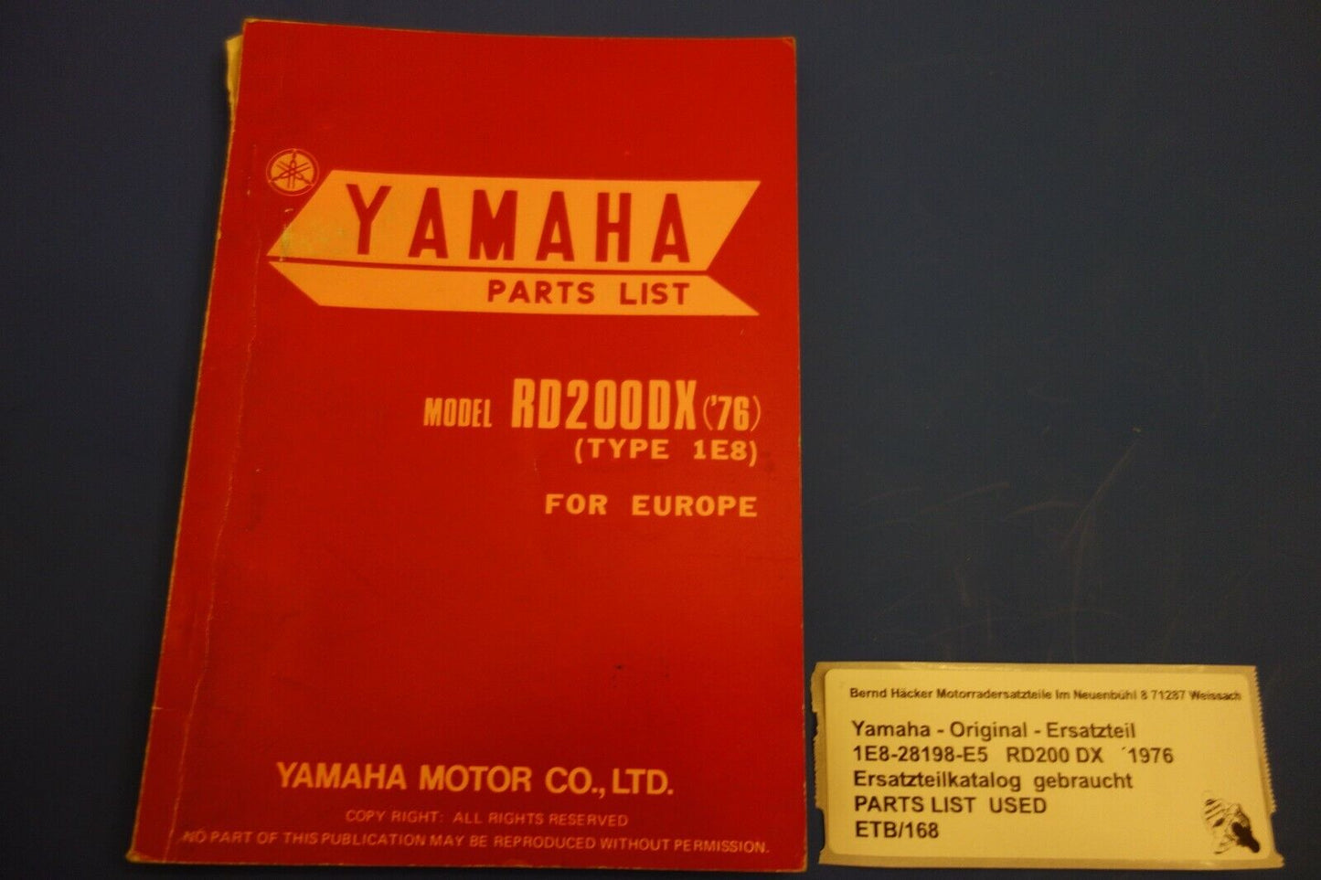 Spare parts catalogue _ Parts list _ PARTSLIST _ Yamaha _ RD 200 DX _ Year of manufacture 1976