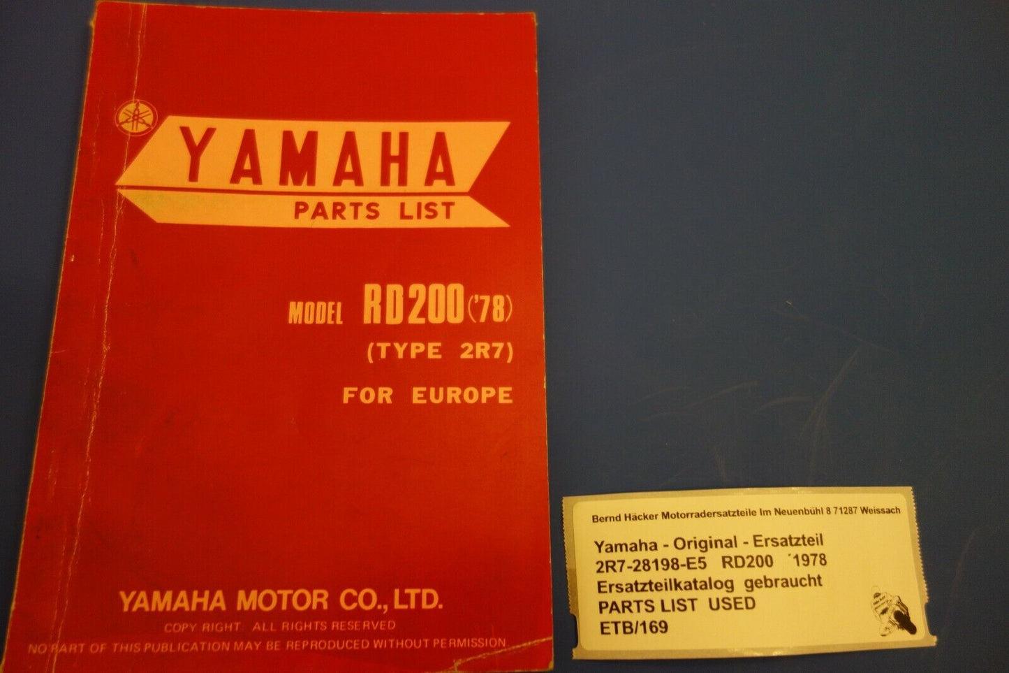 Spare parts catalogue _ Parts list _ PARTSLIST _ Yamaha _ RD 200 _ Year of manufacture 1978