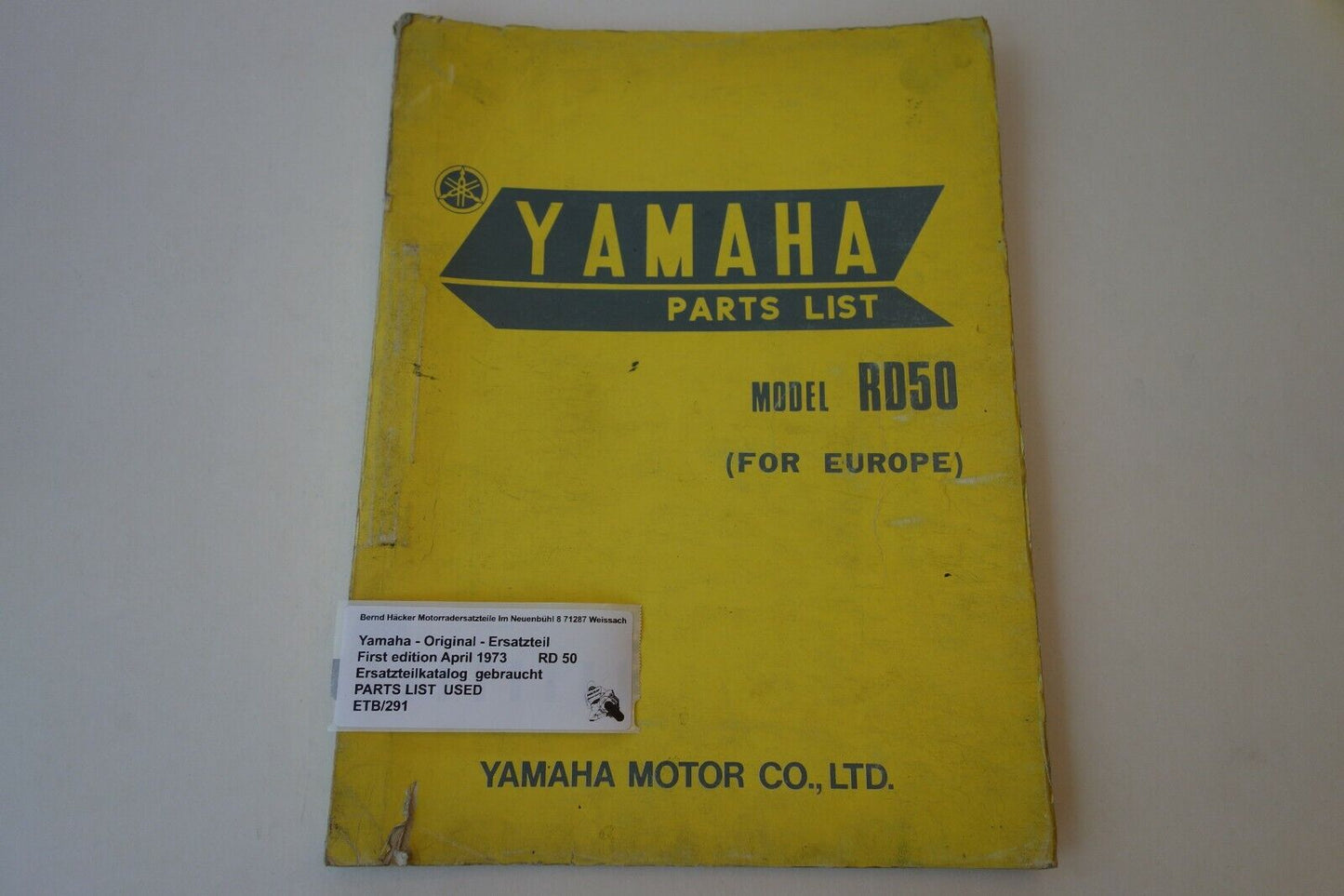 Spare parts catalogue _ Parts list _ PARTSLIST _ Yamaha _ RD 50 _ Year of manufacture 1974